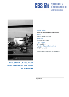 Perception of Frequent Flyer Programs Amongst Young Fliers