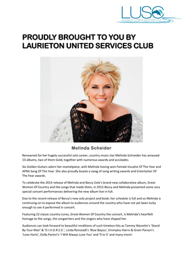 Proudly Brought to You by Laurieton United Services Club