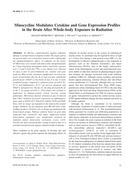 Minocycline Modulates Cytokine and Gene Expression Profiles in the Brain After Whole-Body Exposure to Radiation