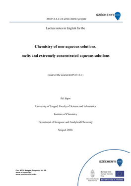 Chapter 1 Chemistry of Non-Aqueous Solutions