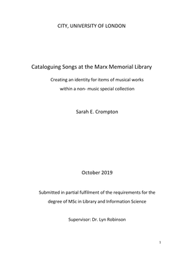 Cataloguing Songs at the Marx Memorial Library