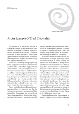 As an Example of Dual Citizenship