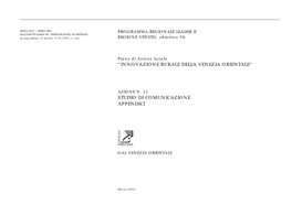 “Innovazione Rurale Della Venezia Orientale“ Studio Di Comunicazione Appendici