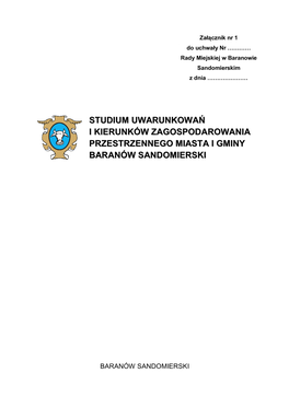 Studium Uwarunkowań I Kierunków Zagospodarowania Przestrzennego Miasta I Gminy Baranów Sandomierski