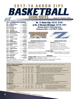 2017-18 Akron Zips Game Notes