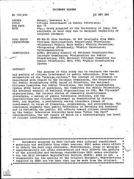 DOCUMENT RESUME Wenner, Lawrence A./ Citizen Involvement In