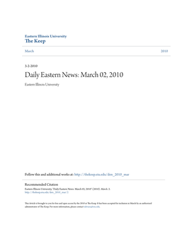 Daily Eastern News: March 02, 2010 Eastern Illinois University