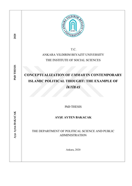Conceptualization of Ummah in Contemporary Islamic Political Thought: the Example of Iktibas