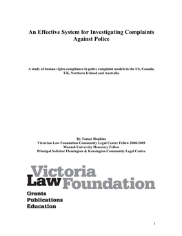 An Effective System for Investigating Complaints Against Police