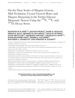 On the Time Scales of Magma Genesis, Melt Evolution, Crystal