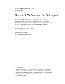 Review of the Monk and the Philosopher