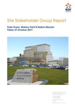 Site Stakeholder Group Report