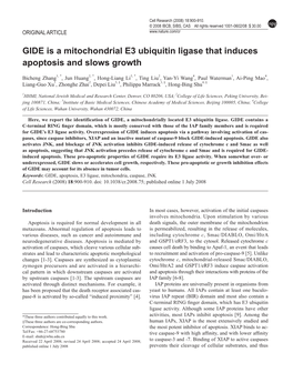 GIDE Is a Mitochondrial E3 Ubiquitin Ligase That Induces Apoptosis and Slows Growth