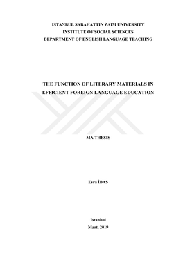 The Function of Literary Materials in Efficient Foreign Language Education