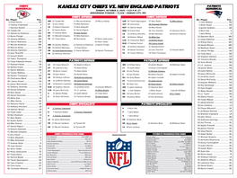 Kansas City Chiefs Vs. New England Patriots Numerical Sunday, October 4, 2020 • 3:25 P.M