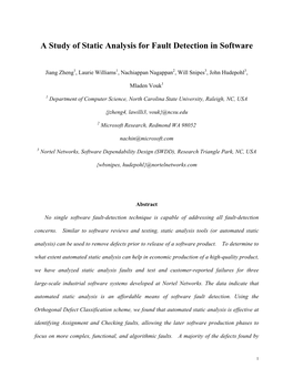 A Study of Static Analysis for Fault Detection in Software