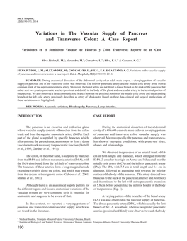 Variations in the Vascular Supply of Pancreas and Transverse Colon: a Case Report