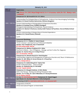 January 16, 2011 0830 Hrs Onwards Registration CME (Plenary Dr