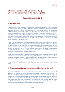 Office of the Government of the Czech Republic Annual Report for 2010 1