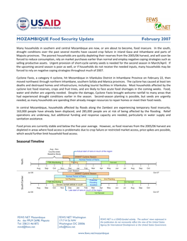 Mozambique Food Security Update, February 2007