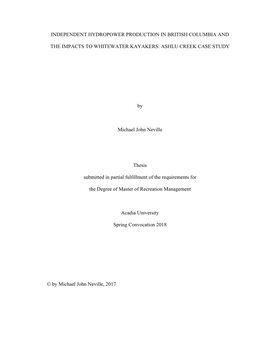 ASHLU CREEK CASE STUDY by Michael