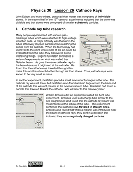 I. Cathode Ray Tube Research