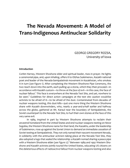 The Nevada Movement: a Model of Trans-Indigenous Antinuclear Solidarity