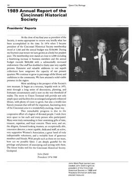 The 1989 Annual Report of the Cincinnati Historical Society