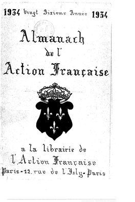 Action Française. Almanach De L'action Française. 1934