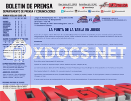 Boletín De Prensa # 7 Vs Cocodrilos RR 28-02-2015