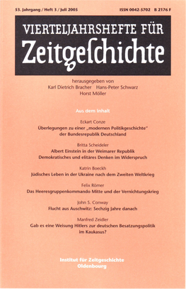 Vierteljahrshefte Für Zeitgeschichte Jahrgang 53(2005) Heft 3