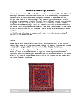 Nomadic Persian Rugs, Part Four