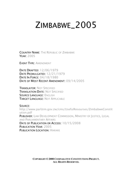 Zimbabwe 2005