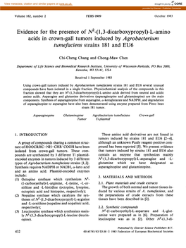 ( 1,3-Dicarboxypropyl)-L-Amino Acids in Crown-Gall Tumors Induced by Agrobacterium Tumefaciens Strains 181 and EU6