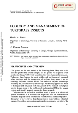 Ecology and Management of Turfgrass Insects