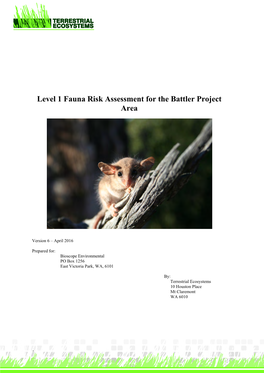 Level 1 Fauna Risk Assessment for the Battler Project Area