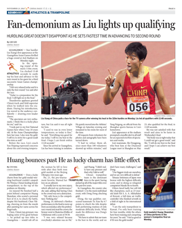 Fan-Demonium As Liu Lights up Qualifying HURDLING GREAT DOESN’T DISAPPOINT AS HE SETS FASTEST TIME in ADVANCING to SECOND ROUND