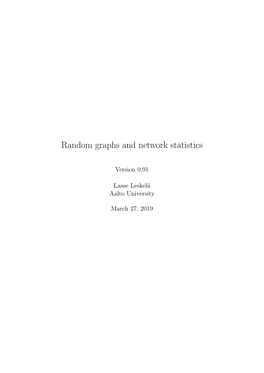Random Graphs and Network Statistics
