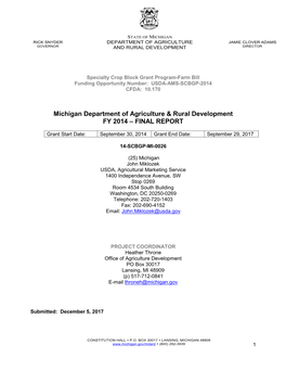 Michigan Department of Agriculture and Rural Development