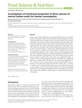 Investigation of Nutritional Properties of Three Species of Marine Turban