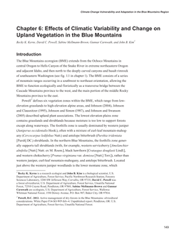 Effects of Climatic Variability and Change on Upland Vegetation in the Blue Mountains Becky K