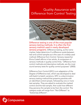 Quality Assurance with Difference from Control Testing