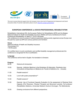 EUROPEAN CONFERENCE on SOCIO-PROFESSIONNAL REHABILITATION