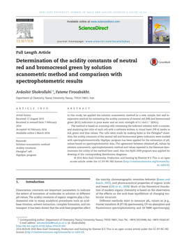 Determination of the Acidity Constants of Neutral Red and Bromocresol Green by Solution Scanometric Method and Comparison with Spectrophotometric Results