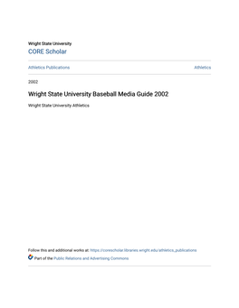 Wright State University Baseball Media Guide 2002