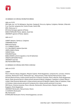 Pistoia: Calendario Assemblee