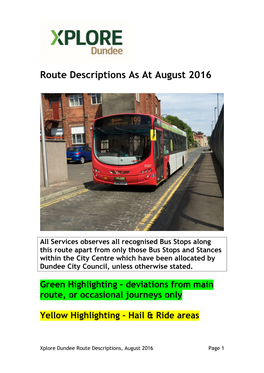 Route Descriptions As at August 2016