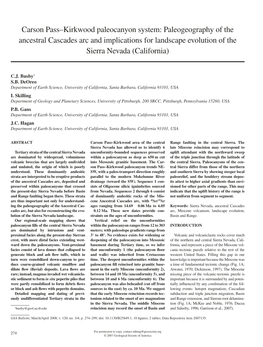 Carson Pass–Kirkwood Paleocanyon System: Paleogeography of the Ancestral Cascades Arc and Implications for Landscape Evolution of the Sierra Nevada (California)