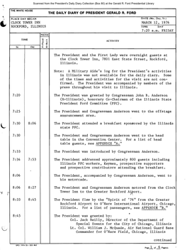 President's Daily Diary Collection (Box 80) at the Gerald R