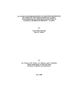 An Annotated Bibliography of Selected References of Fishes of the North Slope of Alaska, with Emphasis on Research Conducted in National Petroleum Reserve - Alaska